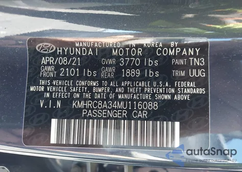 2021 Hyundai Venue Denim из США, поврежденный, VIN KMHRC8A34MU116088